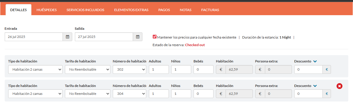 Compact UI Reservation Details: Before