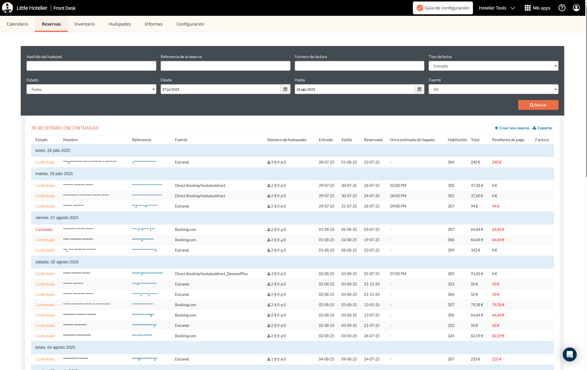 Full Width Reservation Table: After
