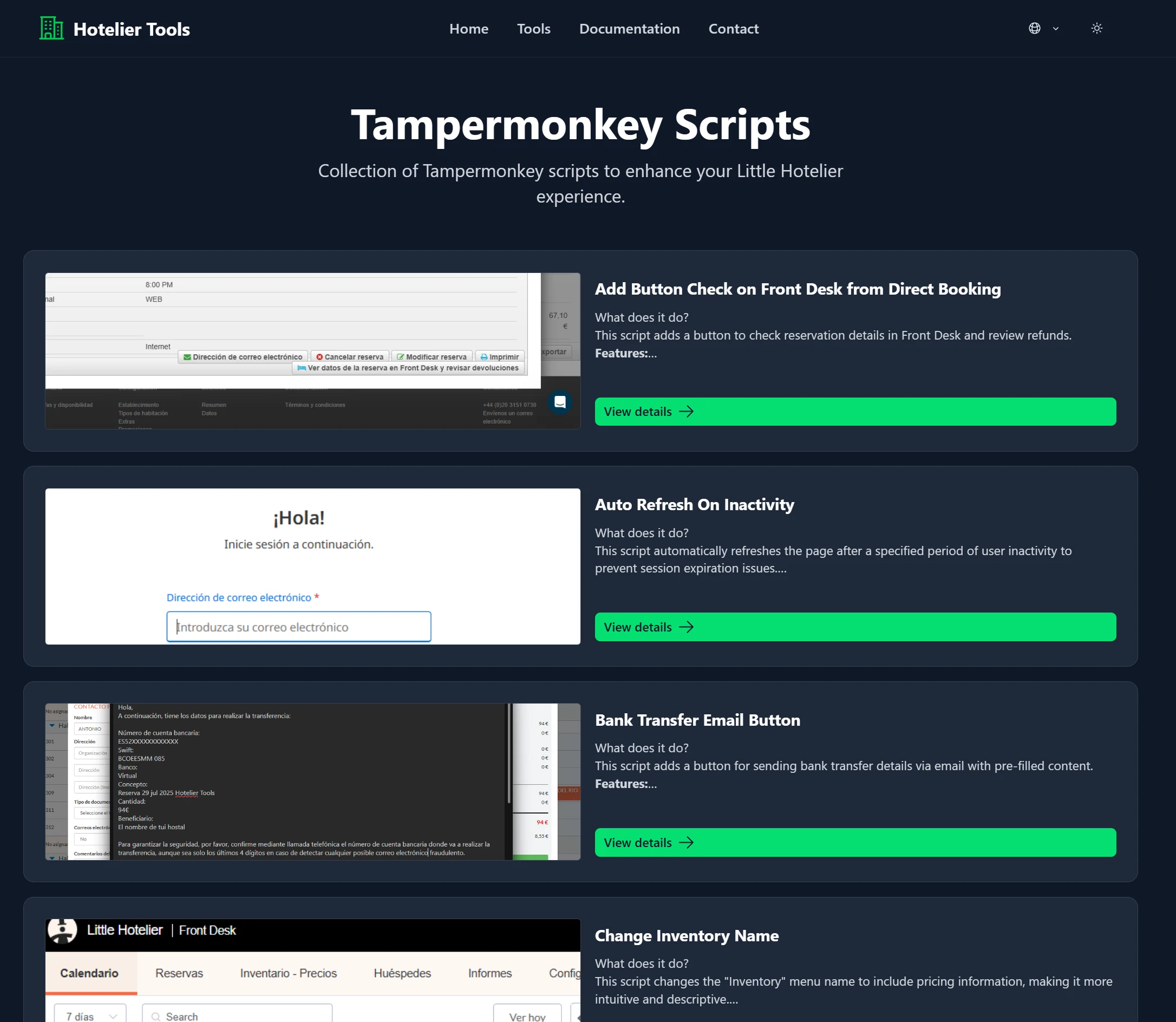 List of available scripts